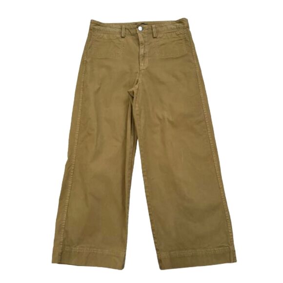 Banana Republic High Rise‎ Wide Leg Capris Olive Green Chino Pants Earthy Size 6 - Picture 1 of 6